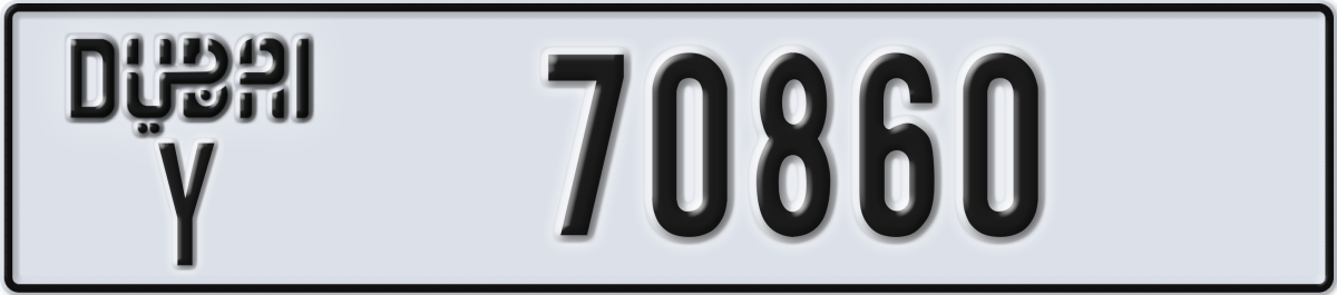 dubai License Plate Number 70860 Code Y