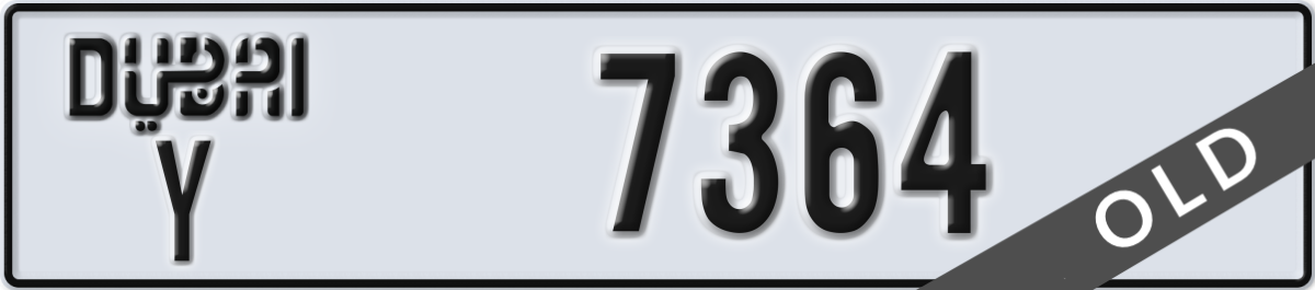 dubai License Plate Number 7364 Code Y