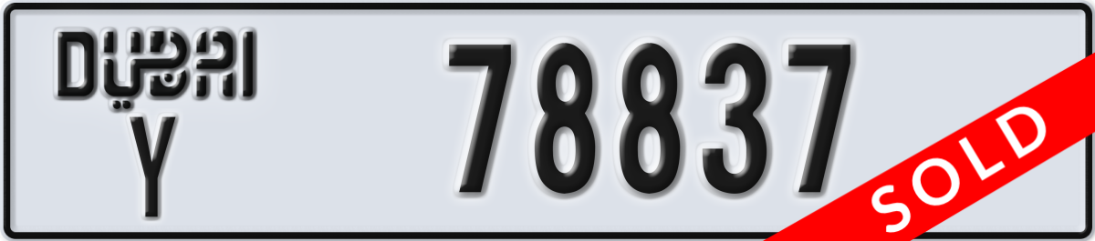 dubai License Plate Number 78837 Code Y