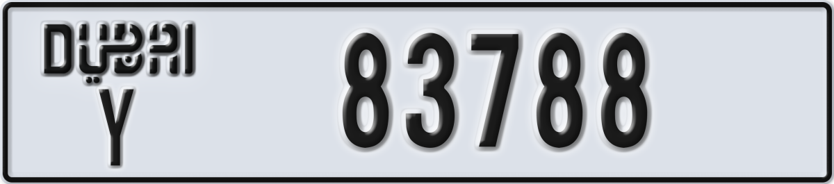 dubai License Plate Number 83788 Code Y