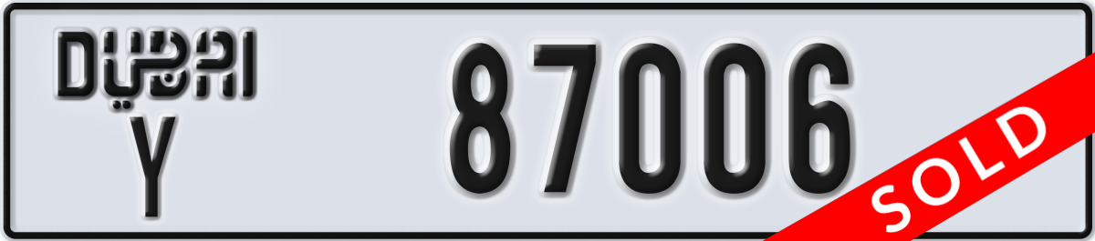 dubai License Plate Number 87006 Code Y