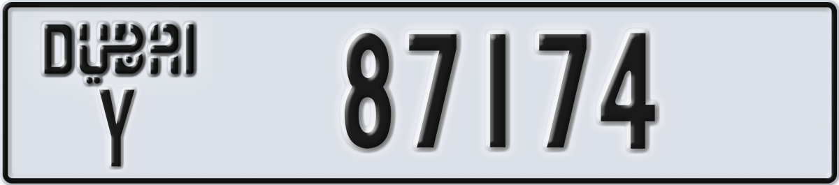 dubai License Plate Number 87174 Code Y