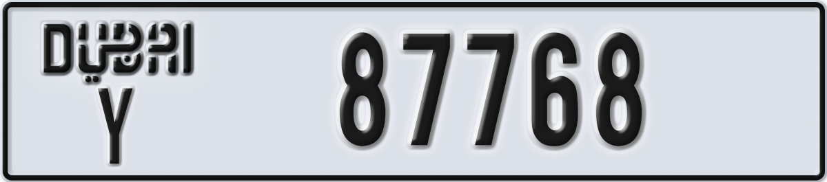 dubai License Plate Number 87768 Code Y