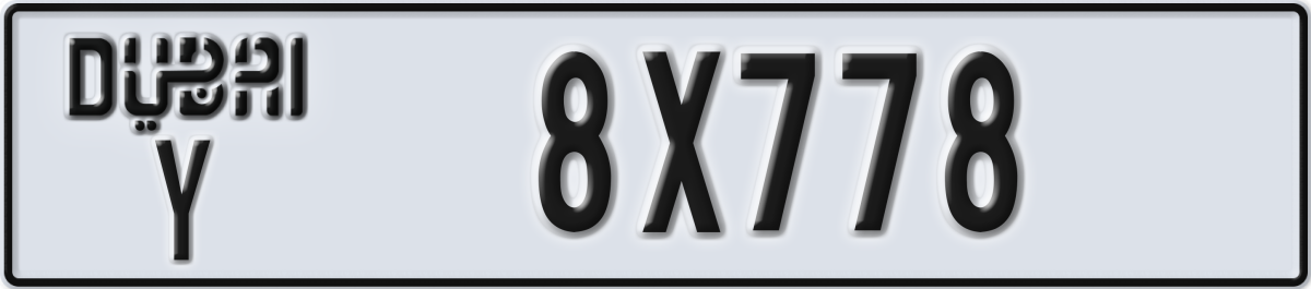 dubai License Plate Number 8X778 Code Y