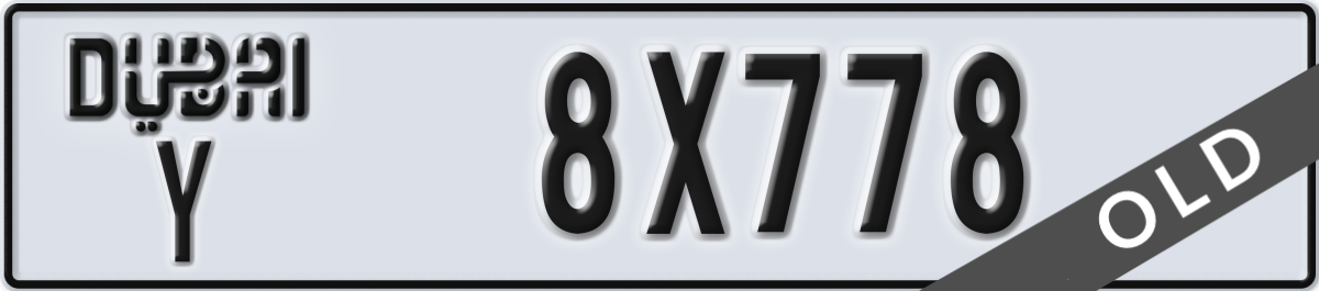 dubai License Plate Number 8X778 Code Y