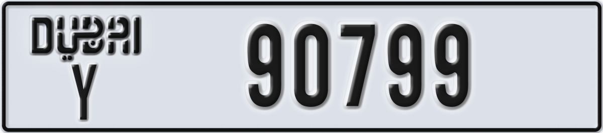 dubai License Plate Number 90799 Code Y