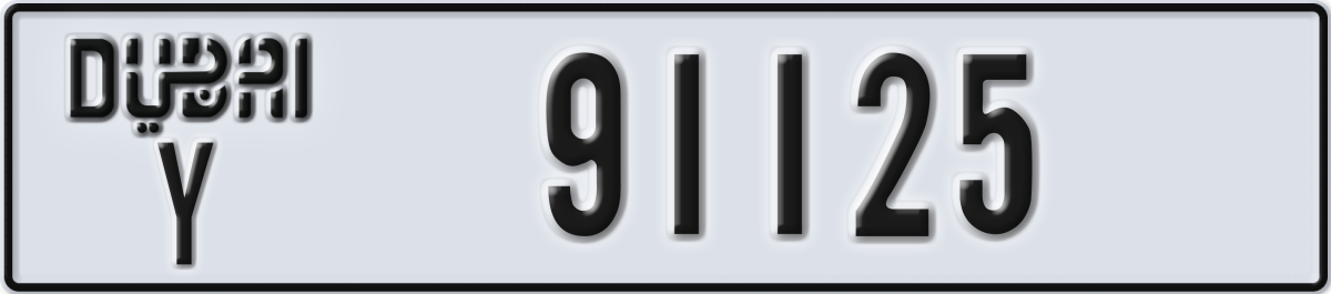 dubai License Plate Number 91125 Code Y