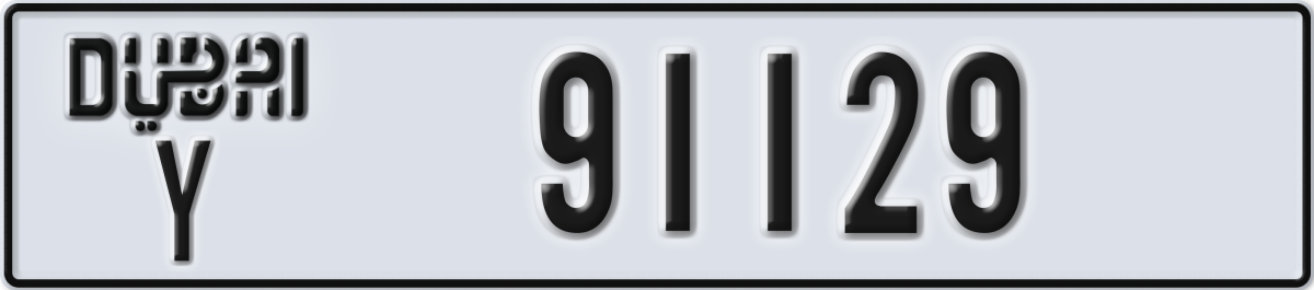 dubai License Plate Number 91129 Code Y