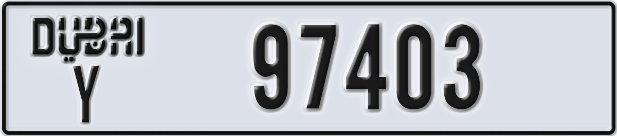 dubai License Plate Number 97403 Code Y