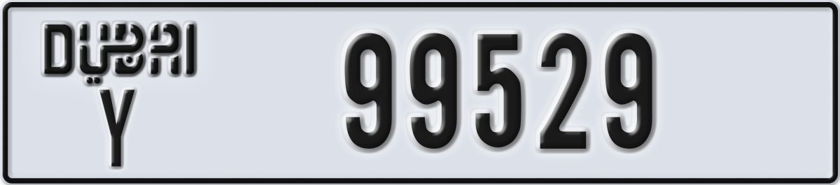 dubai License Plate Number 99529 Code Y