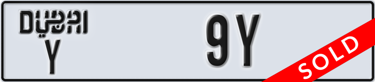 dubai License Plate Number 9Y Code Y