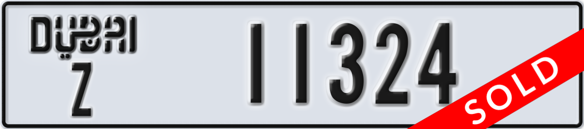 dubai License Plate Number 11324 Code Z