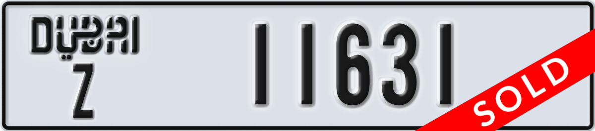 dubai License Plate Number 11631 Code Z