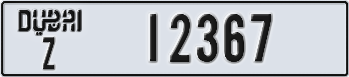 dubai License Plate Number 12367 Code Z