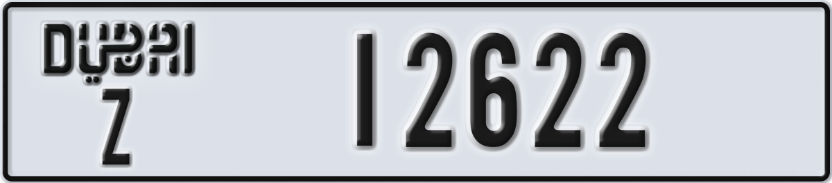dubai License Plate Number 12622 Code Z