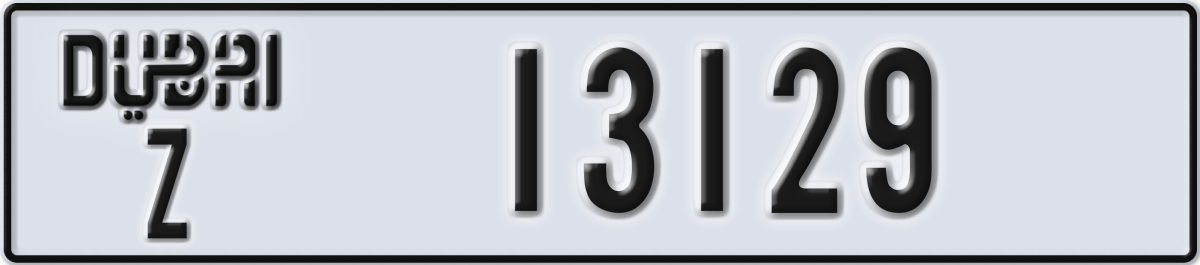 dubai License Plate Number 13129 Code Z