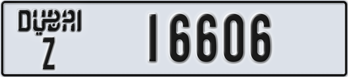 dubai License Plate Number 16606 Code Z