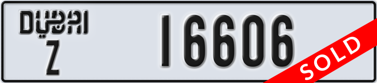 dubai License Plate Number 16606 Code Z