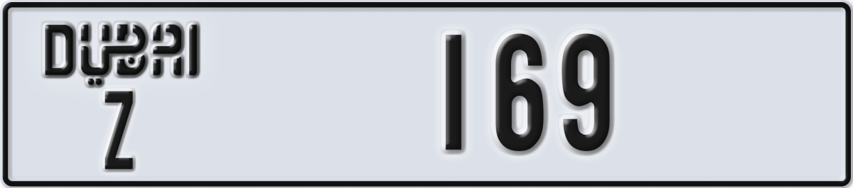dubai License Plate Number 169 Code Z
