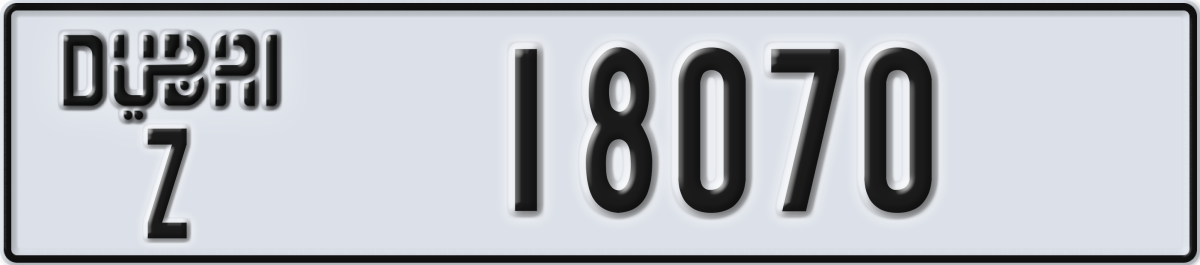 dubai License Plate Number 18070 Code Z