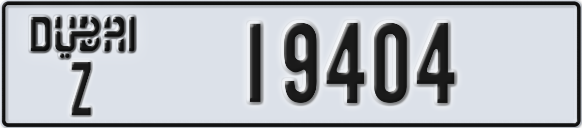dubai License Plate Number 19404 Code Z