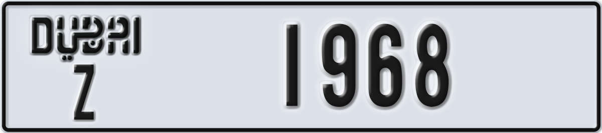 dubai License Plate Number 1968 Code Z
