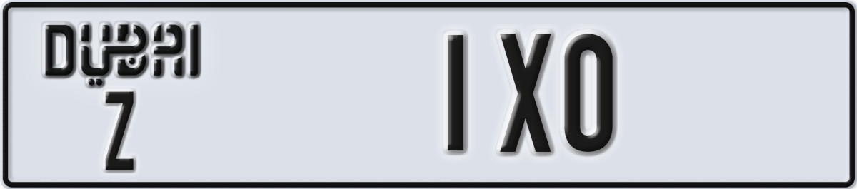 dubai License Plate Number 1X0 Code Z