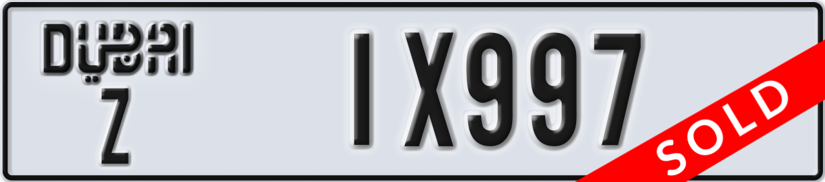 dubai License Plate Number 1X997 Code Z