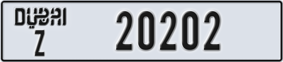 dubai License Plate Number 20202 Code Z