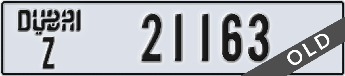 dubai License Plate Number 21163 Code Z