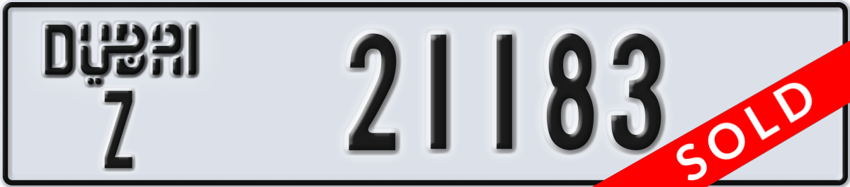 dubai License Plate Number 21183 Code Z