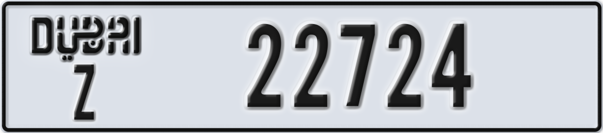 dubai License Plate Number 22724 Code Z