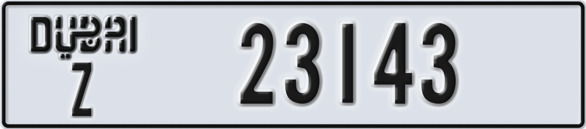 dubai License Plate Number 23143 Code Z
