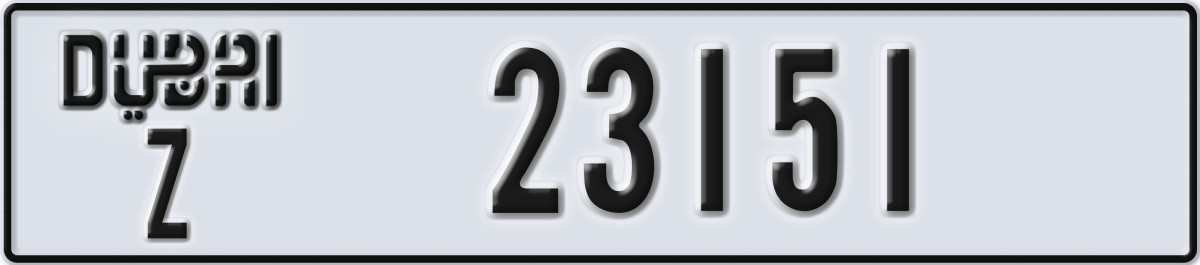 dubai License Plate Number 23151 Code Z