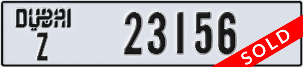 dubai License Plate Number 23156 Code Z