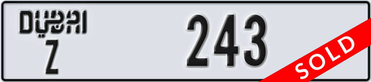 dubai License Plate Number 243 Code Z