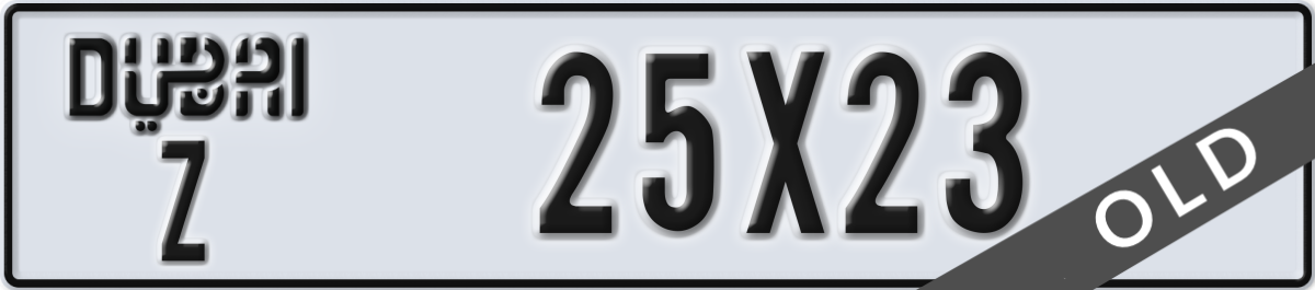 dubai License Plate Number 25X23 Code Z