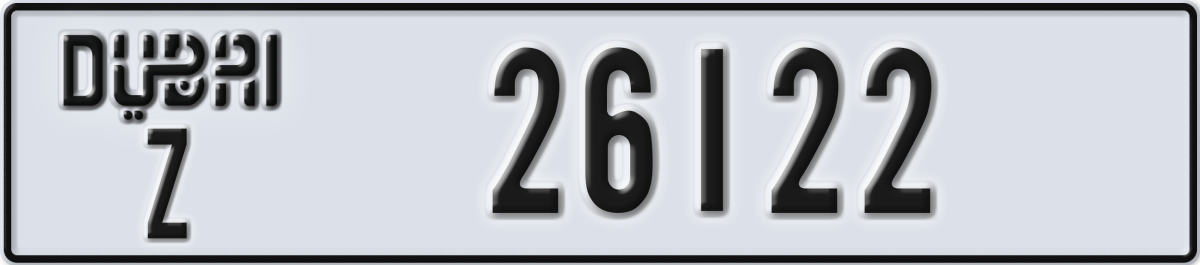 dubai License Plate Number 26122 Code Z