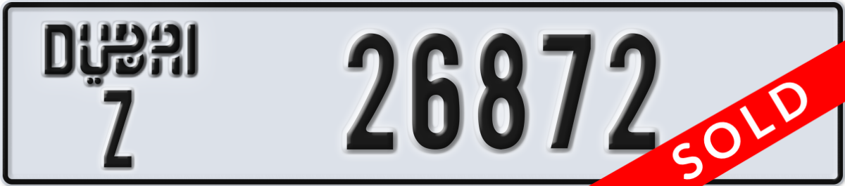 dubai License Plate Number 26872 Code Z
