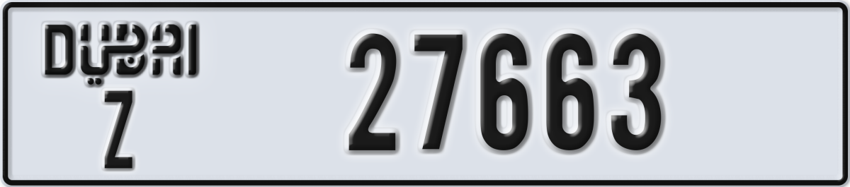 dubai License Plate Number 27663 Code Z