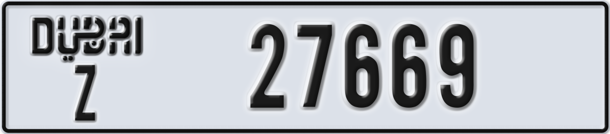 dubai License Plate Number 27669 Code Z
