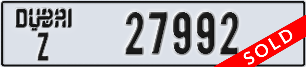 dubai License Plate Number 27992 Code Z