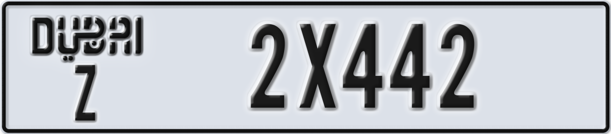dubai License Plate Number 2X442 Code Z