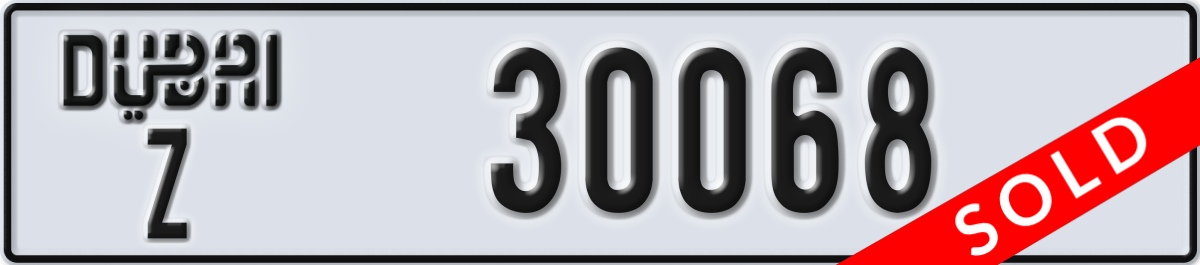 dubai License Plate Number 30068 Code Z