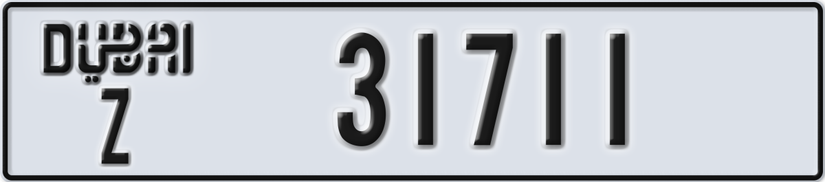 dubai License Plate Number 31711 Code Z
