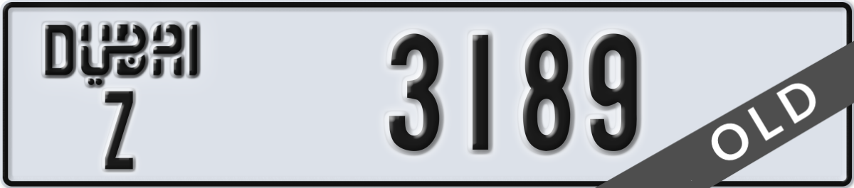 dubai License Plate Number 3189 Code Z