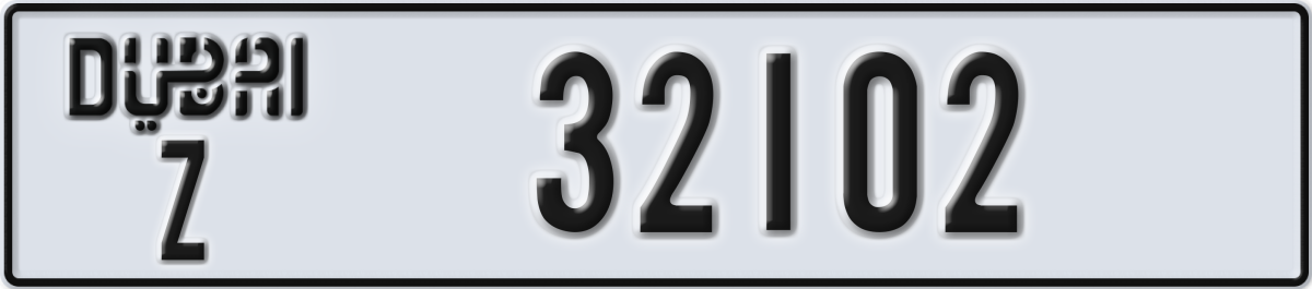 dubai License Plate Number 32102 Code Z