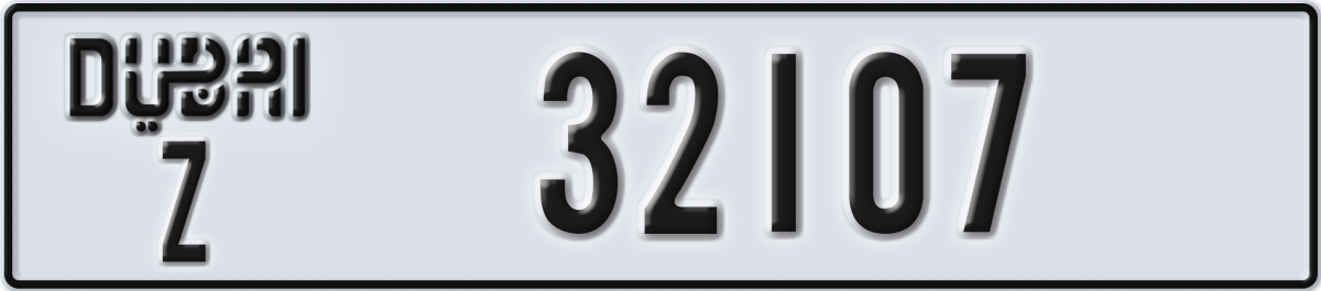 dubai License Plate Number 32107 Code Z