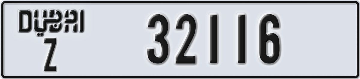 dubai License Plate Number 32116 Code Z