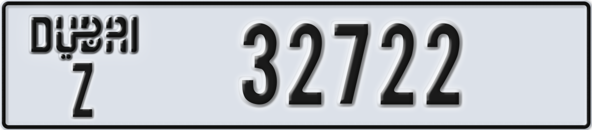dubai License Plate Number 32722 Code Z